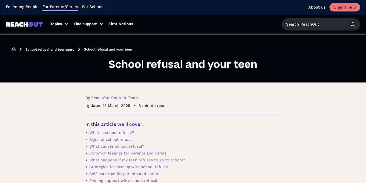School refusal and your teen