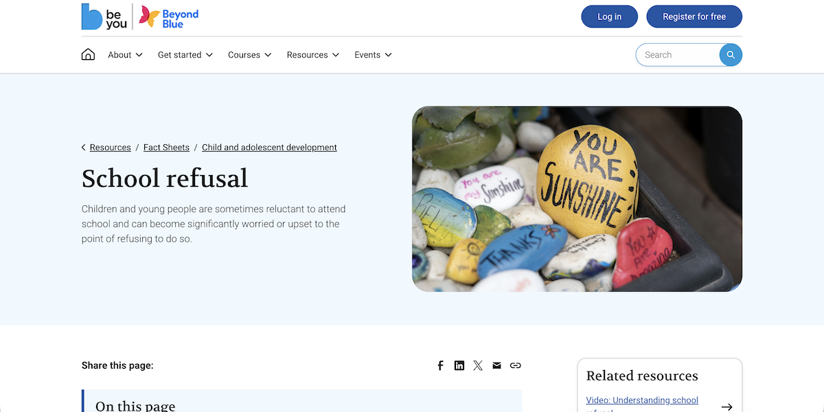 Beyond Blue - School refusal